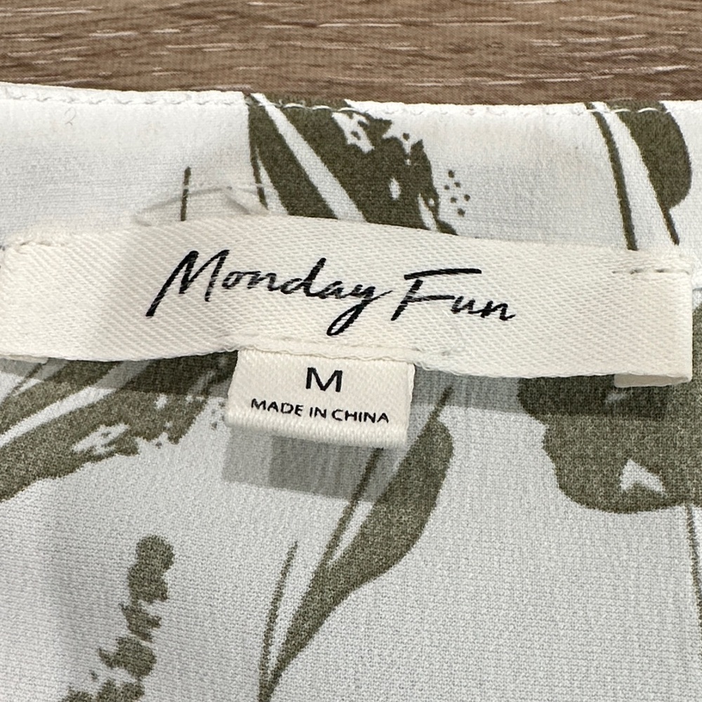 Monday Fun Floral Print Sleeveless Camisole in Olive on White - Picture 2 of 10